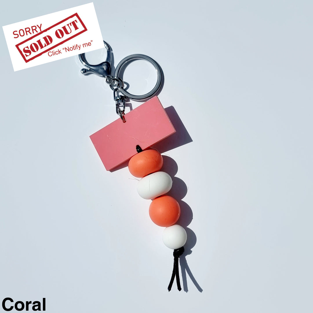 Personalised Beaded Keyring Coral