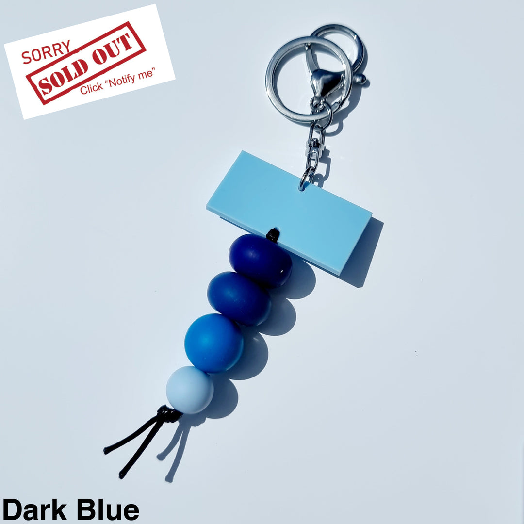 Personalised Beaded Keyring Dark Blue
