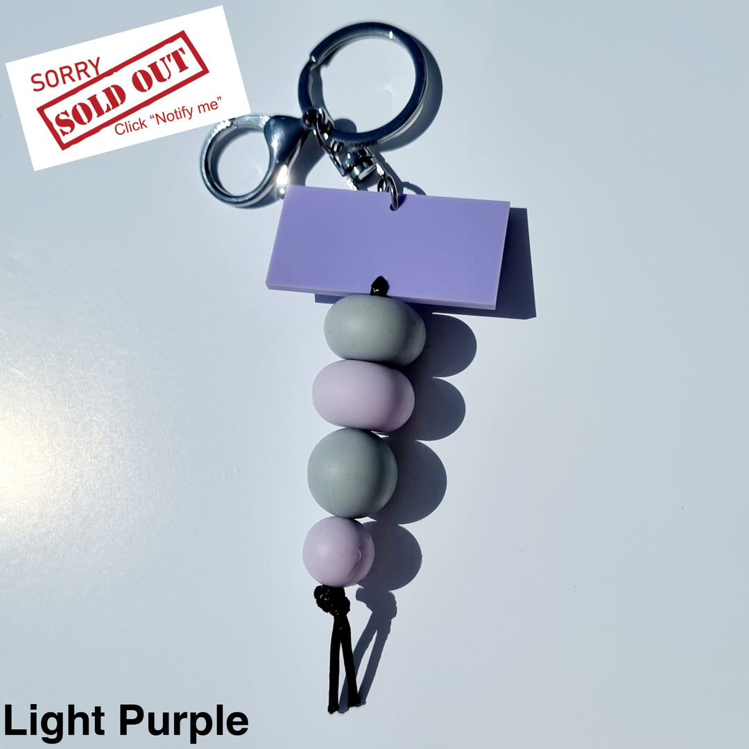 Personalised Beaded Keyring Light Purple