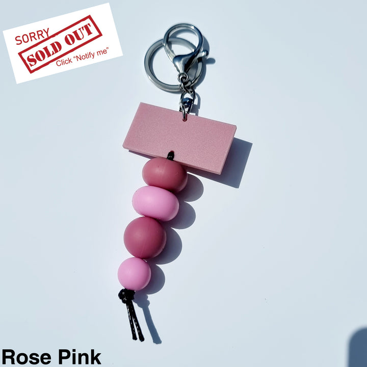 Personalised Beaded Keyring Rose Pink
