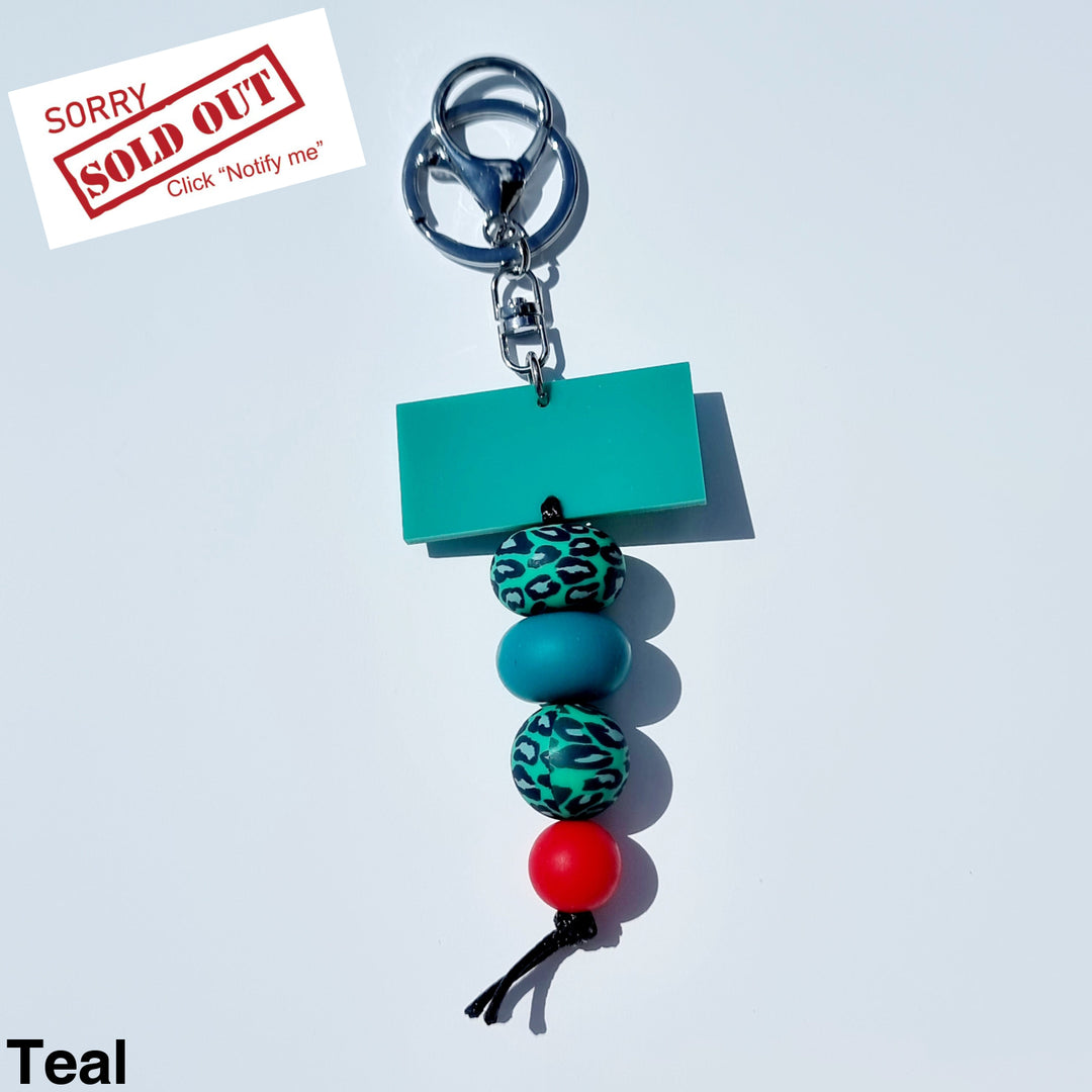 Personalised Beaded Keyring Teal