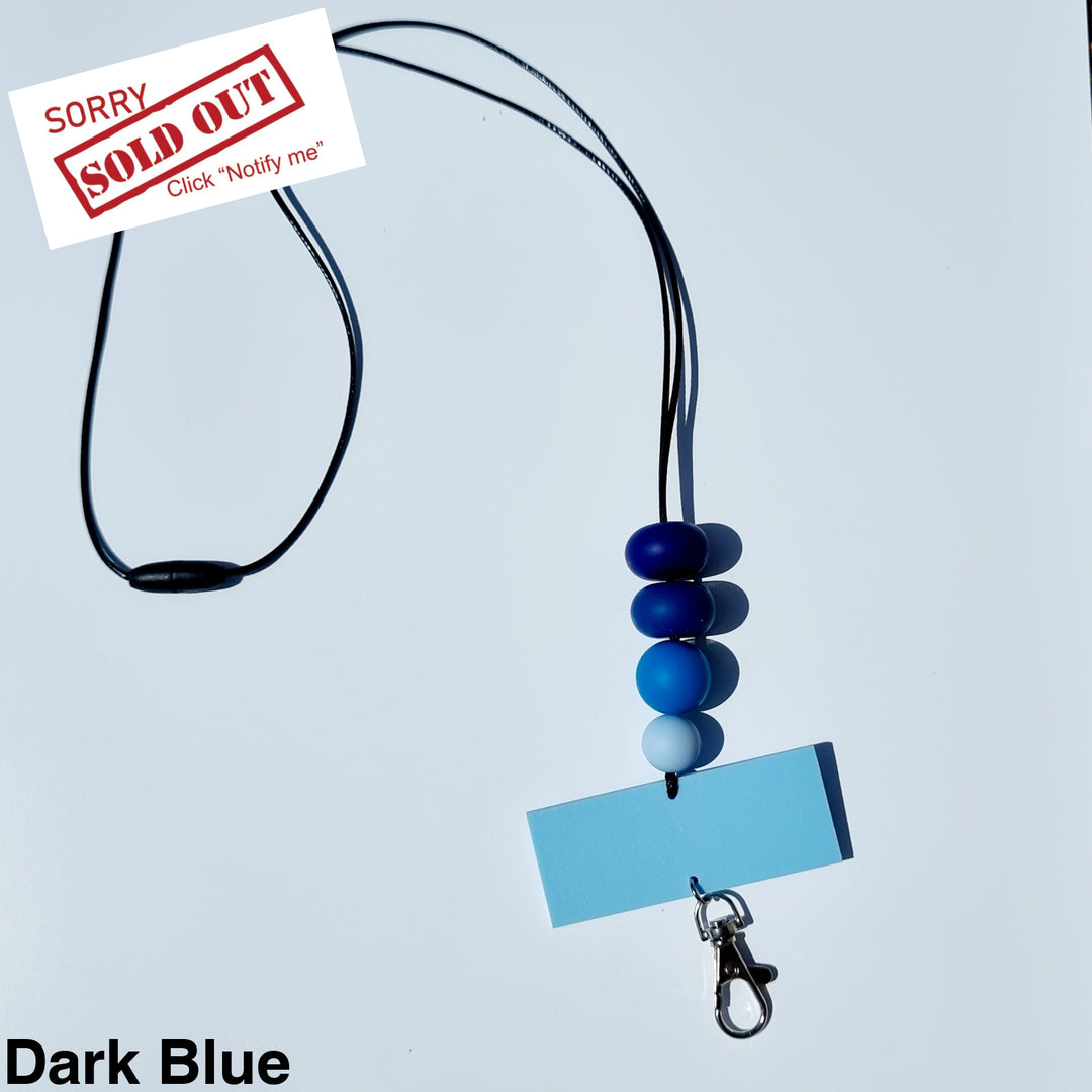Personalised Beaded Lanyard Dark Blue