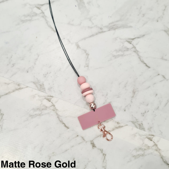 Personalised Beaded Lanyard Matte Rose Gold