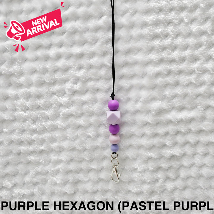 Personalised Beaded Lanyard Purple Hexagon