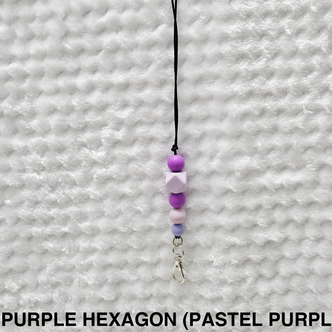 Personalised Beaded Lanyard Purple Hexagon