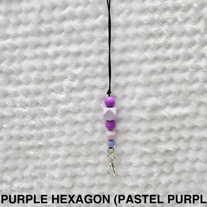 Personalised Beaded Lanyard Purple Hexagon