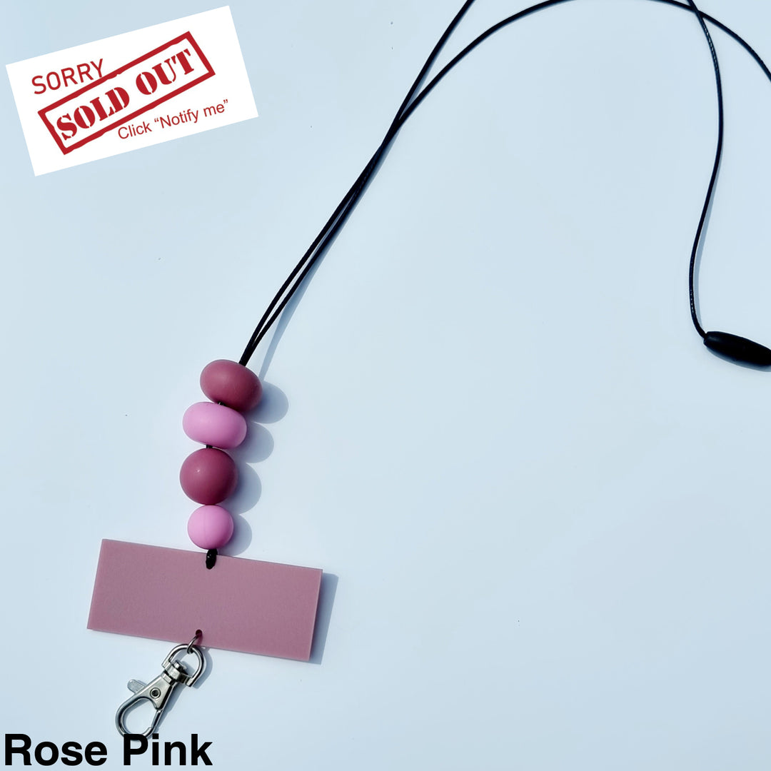 Personalised Beaded Lanyard Rose Pink