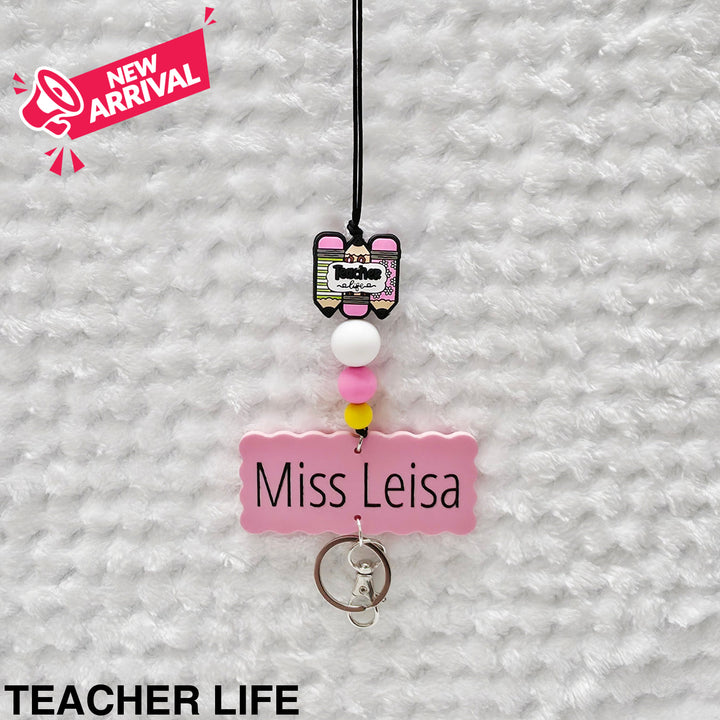 Personalised Beaded Lanyard Teacher Life