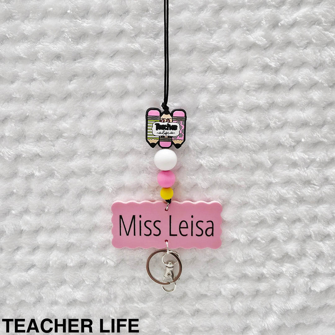 Personalised Beaded Lanyard Teacher Life
