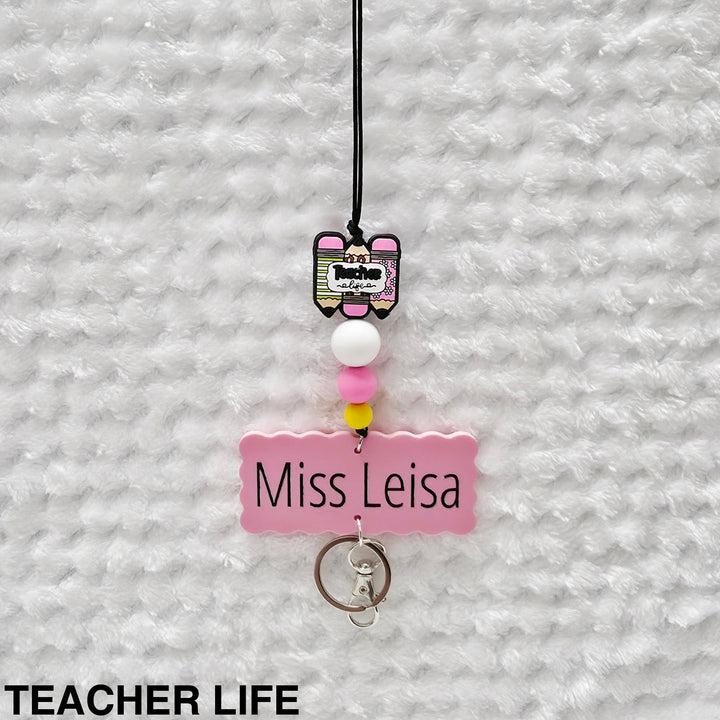 Personalised Beaded Lanyard Teacher Life