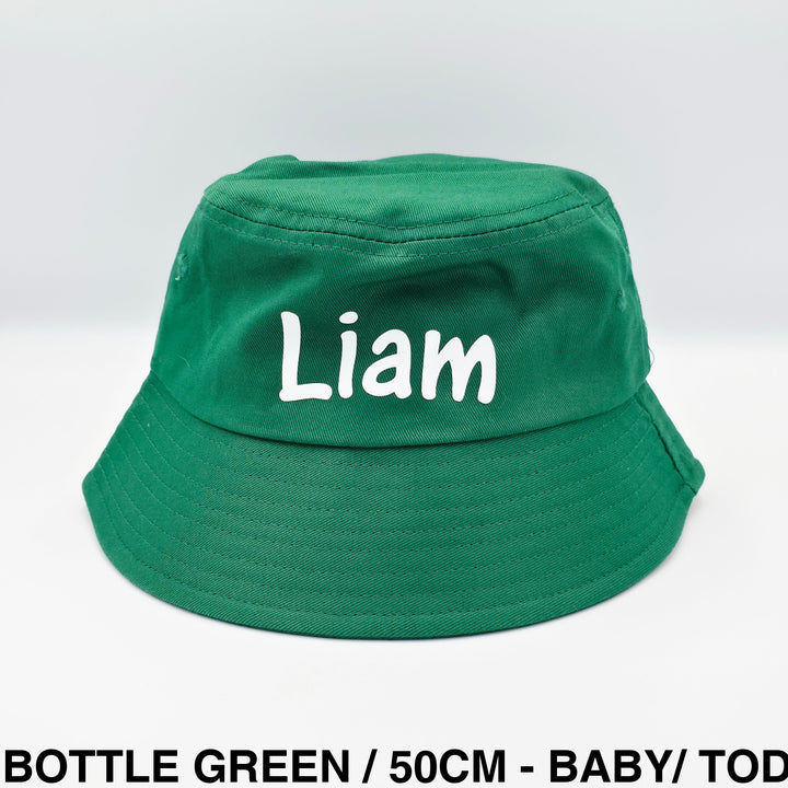 Personalised Bucket Hat - Assorted Sizes Bottle Green / 50cm - Baby/ Toddler