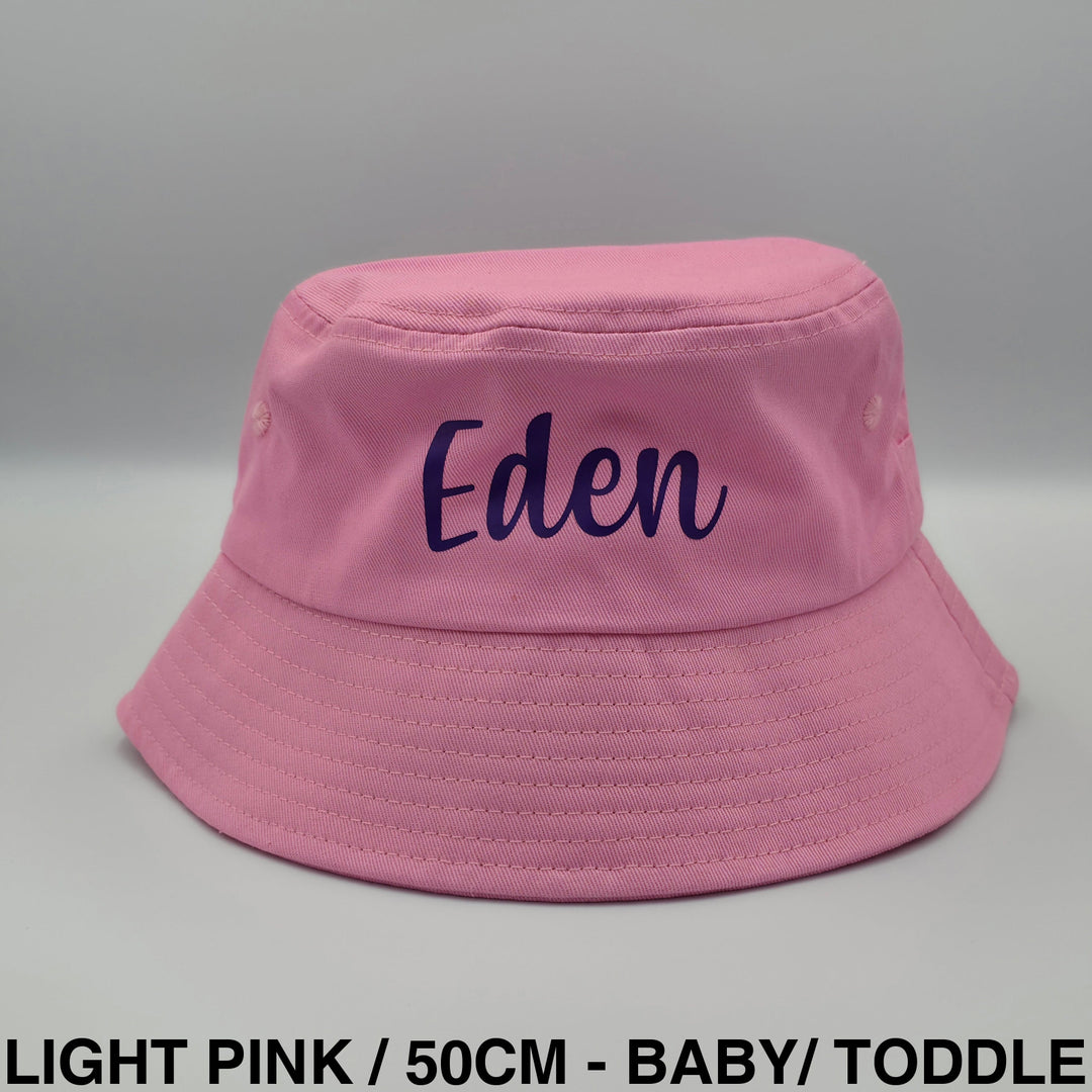 Personalised Bucket Hat - Assorted Sizes Light pink / 50cm - Baby/ Toddler