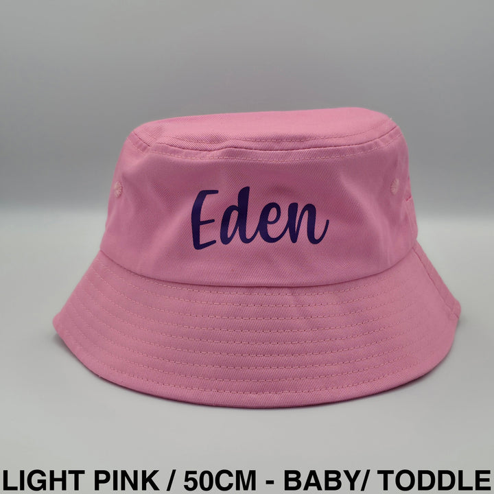 Personalised Bucket Hat - Assorted Sizes Light pink / 50cm - Baby/ Toddler