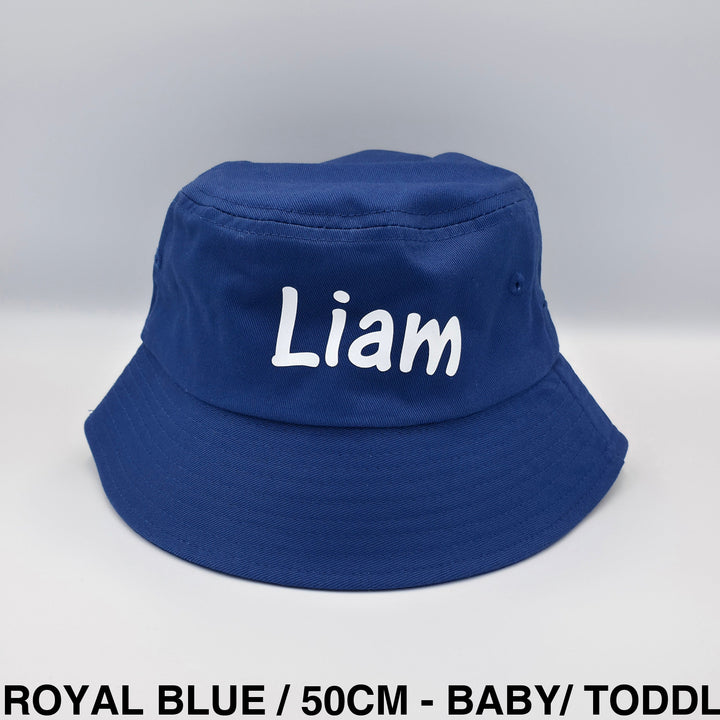 Personalised Bucket Hat - Assorted Sizes Royal Blue / 50cm - Baby/ Toddler