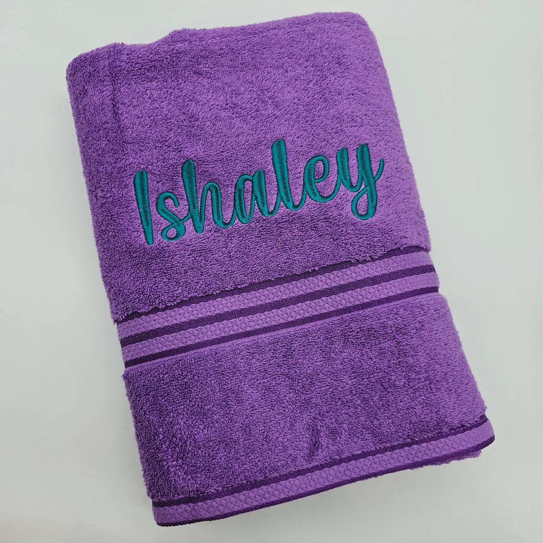 Personalised Elegant Bath Towel Purple