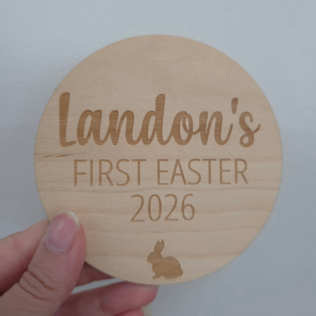Personalised First Easter Plaque Round