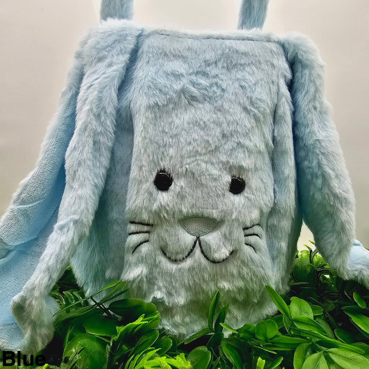 Personalised Fluffy Bunny Basket Blue