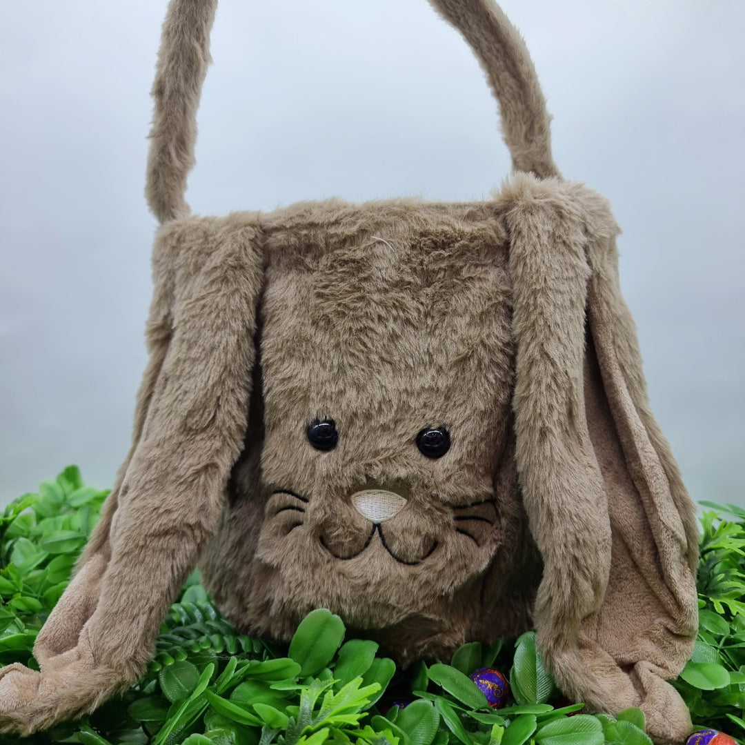 Personalised Fluffy Bunny Basket Brown