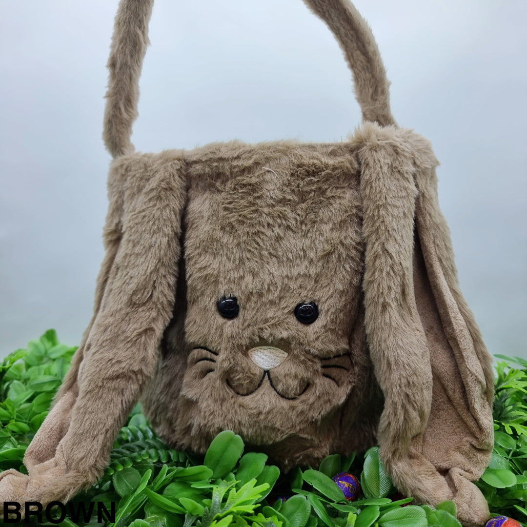 Personalised Fluffy Bunny Basket Brown