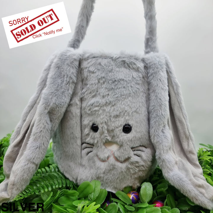 Personalised Fluffy Bunny Basket Silver