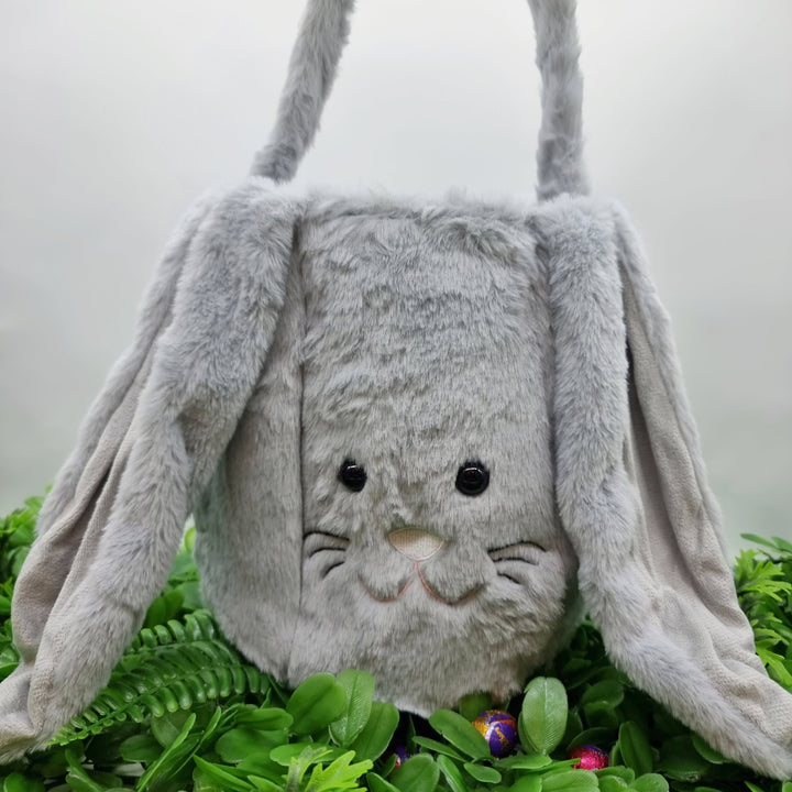 Personalised Fluffy Bunny Basket Silver
