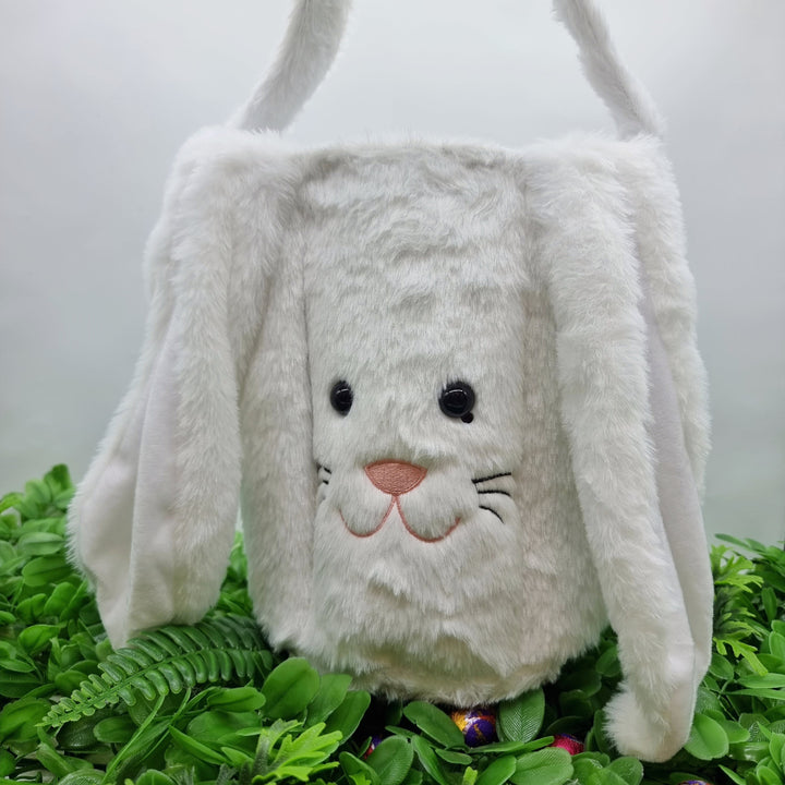 Personalised Fluffy Bunny Basket White
