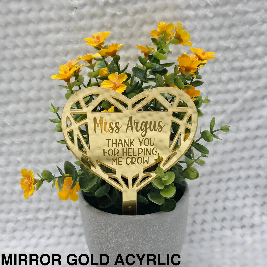 Personalised Heart Shape Planter Stick (stick only) Mirror Gold Acyrlic