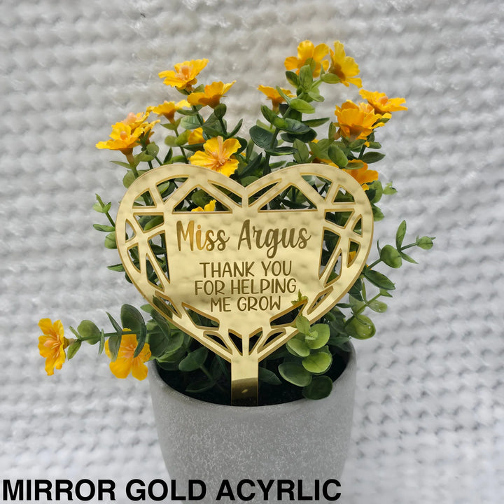 Personalised Heart Shape Planter Stick (stick only) Mirror Gold Acyrlic