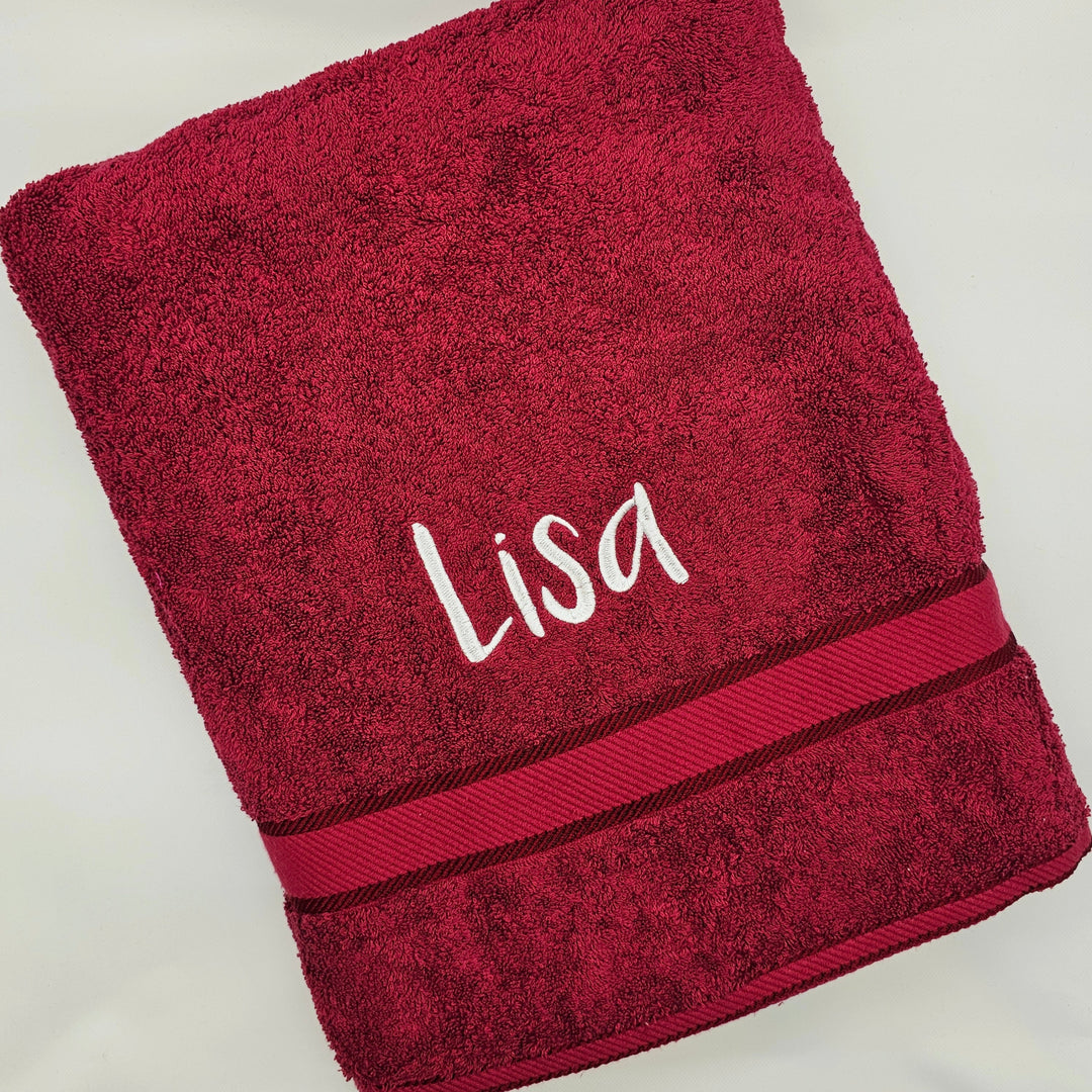 Personalised Kingtex Bath Sheet Burgundy Towels & Washcloths