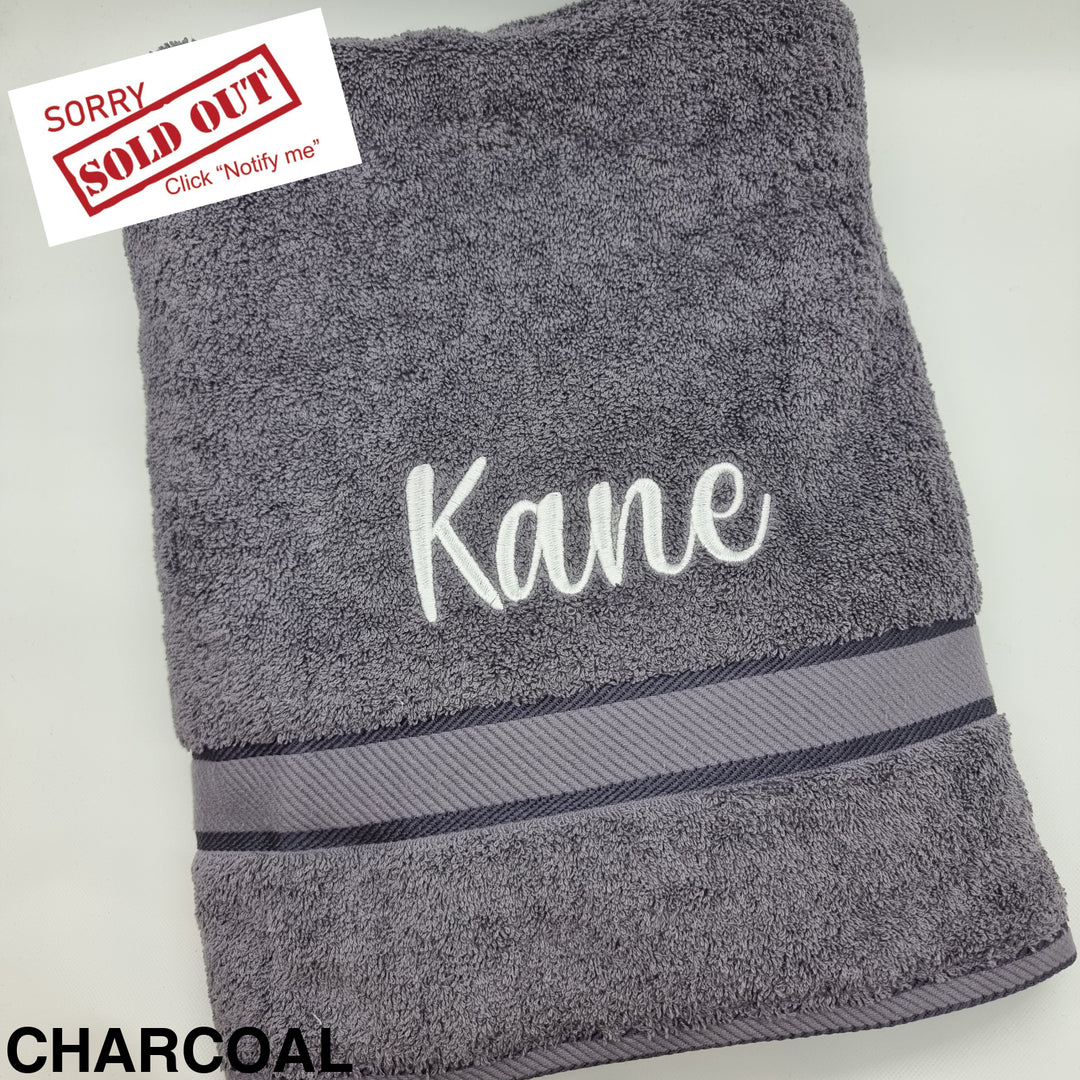 Personalised Bath Sheet Charcoal Towels & Washcloths