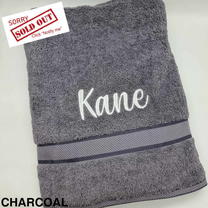 Personalised Bath Sheet Charcoal Towels & Washcloths