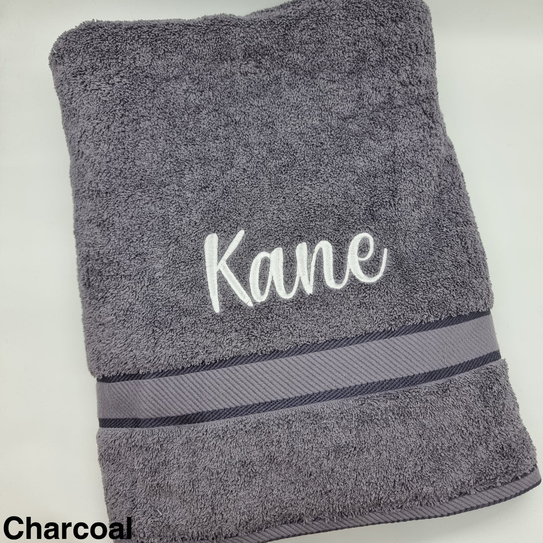 Personalised Bath Sheet Charcoal Towels & Washcloths