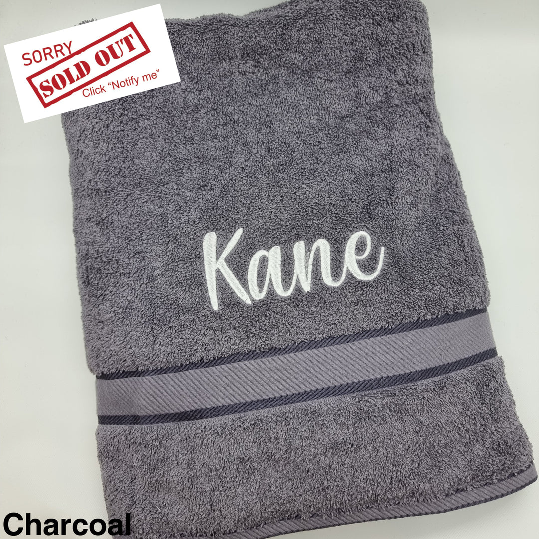 Personalised Bath Sheet Charcoal Towels & Washcloths