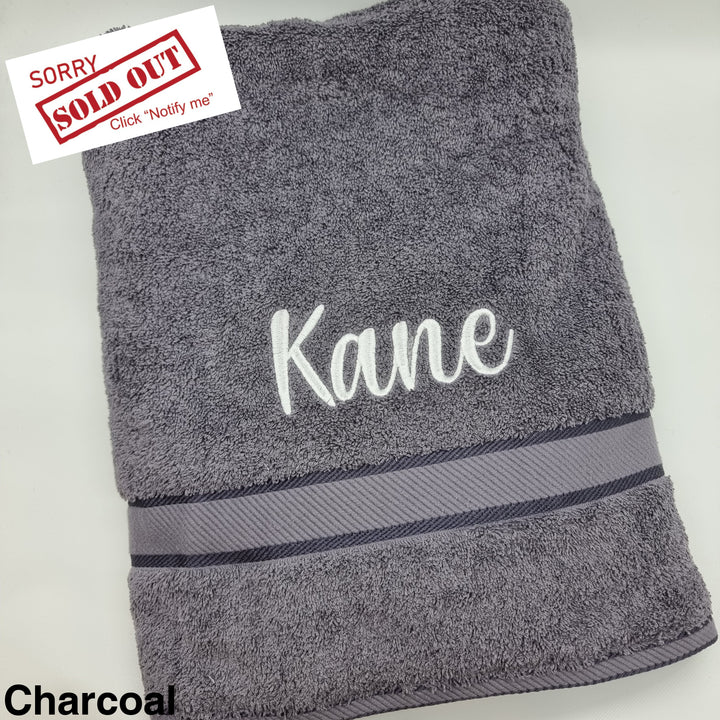 Personalised Bath Sheet Charcoal Towels & Washcloths