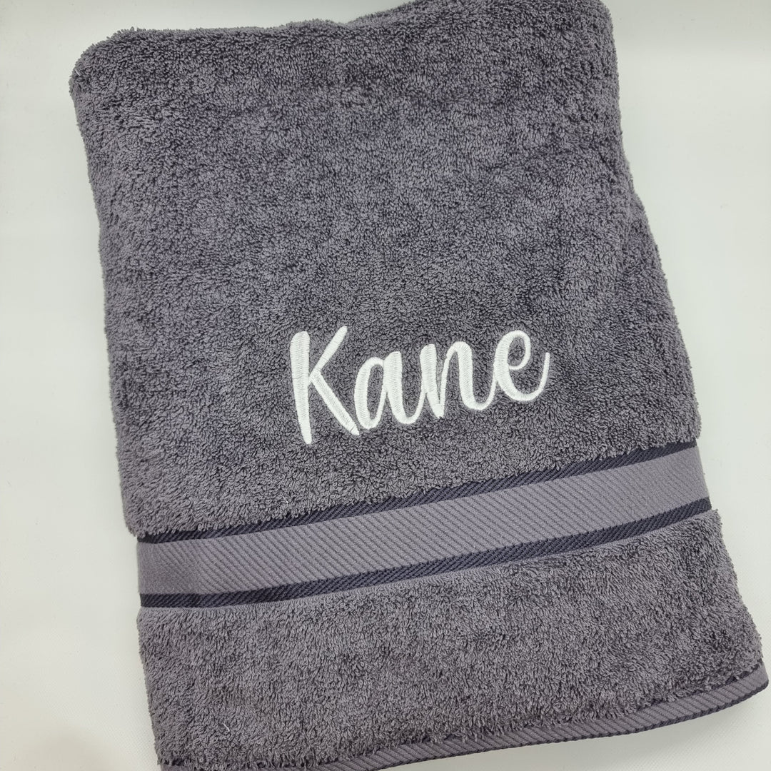 Personalised Bath Sheet Charcoal Towels & Washcloths