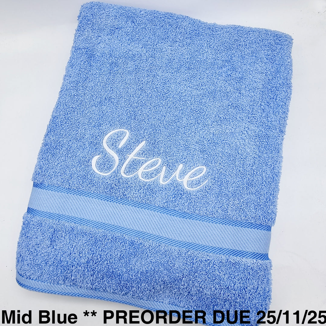 Personalised Bath Sheet Mid Blue Towels & Washcloths