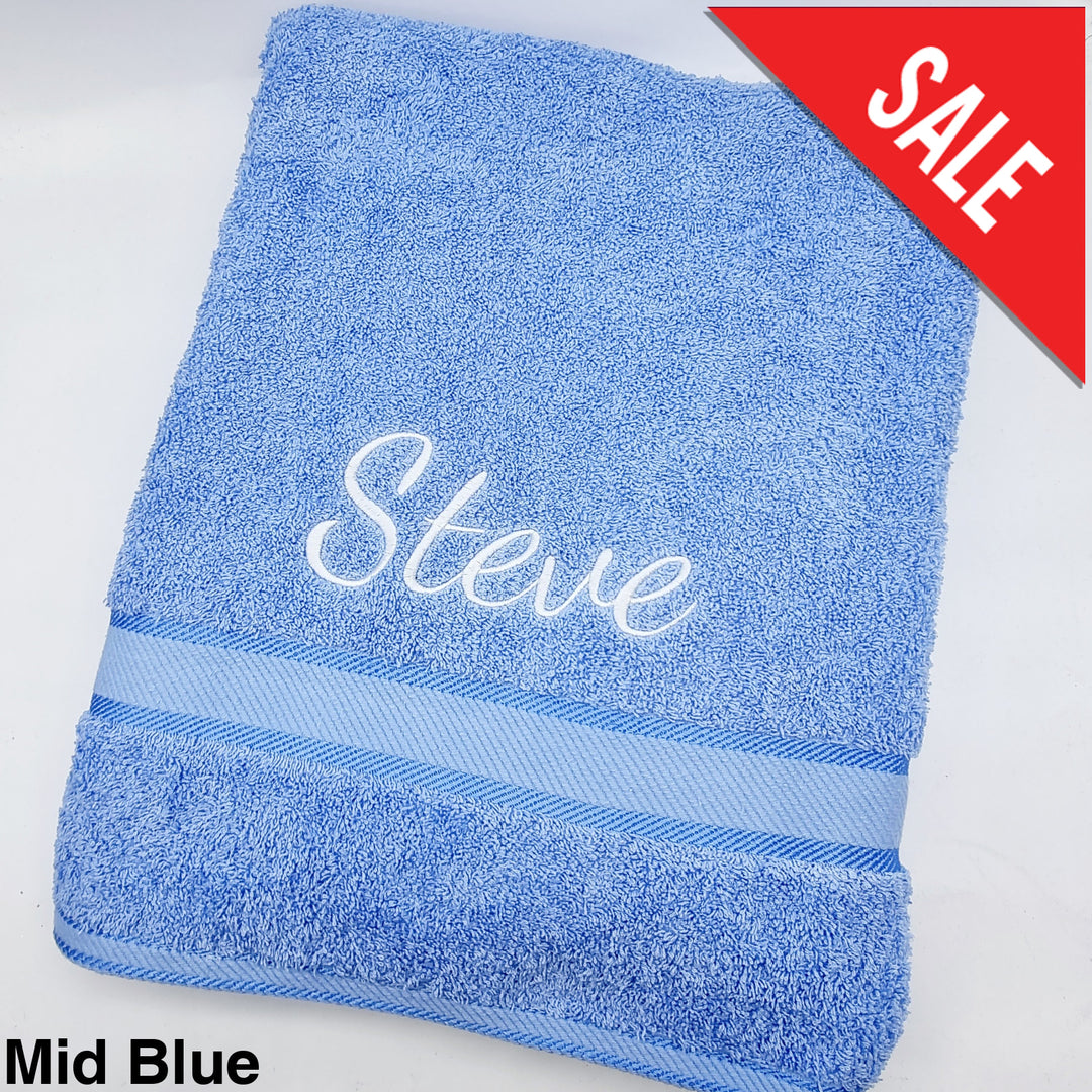 Personalised Bath Sheet Mid Blue Towels & Washcloths