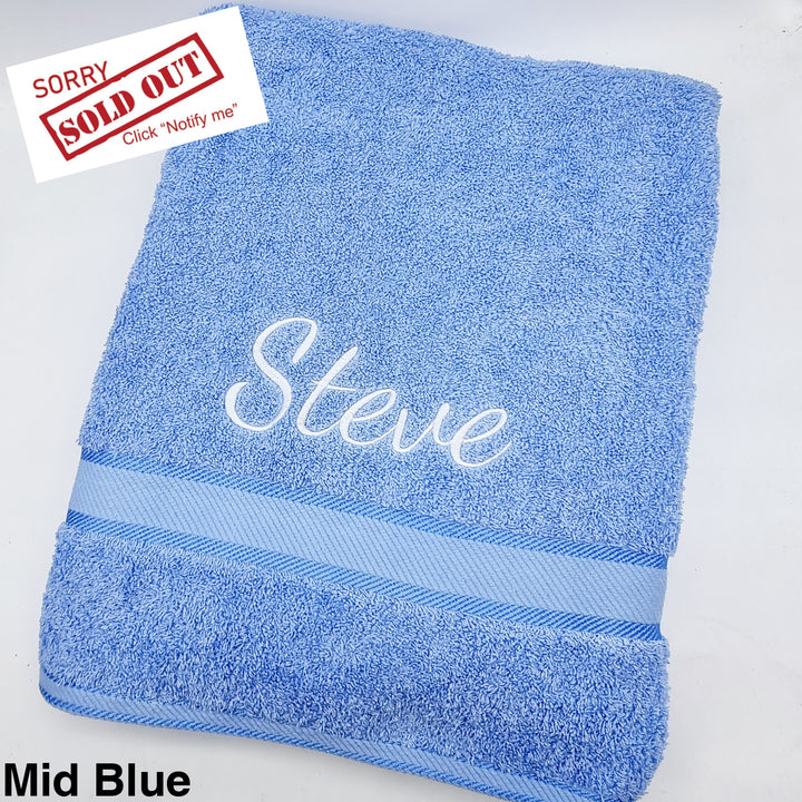 Personalised Bath Sheet Mid Blue Towels & Washcloths
