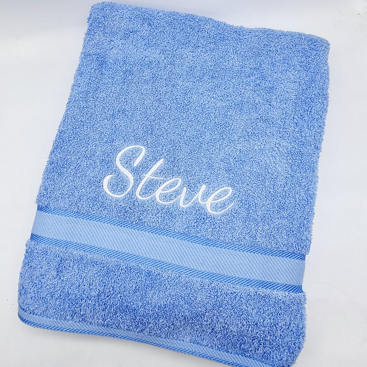 Personalised Bath Sheet Mid Blue Towels & Washcloths
