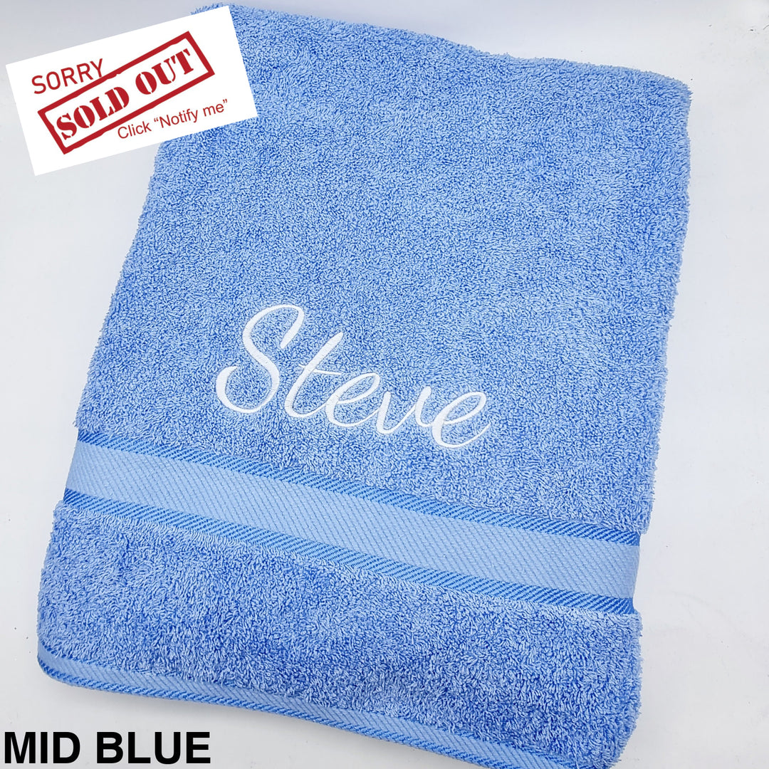 Personalised Bath Sheet Mid Blue Towels & Washcloths