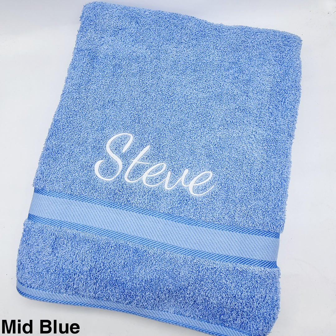 Personalised Bath Sheet Mid Blue Towels & Washcloths