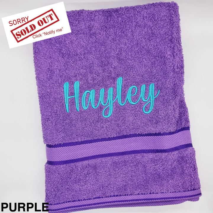 Personalised Bath Sheet Purple Towels & Washcloths
