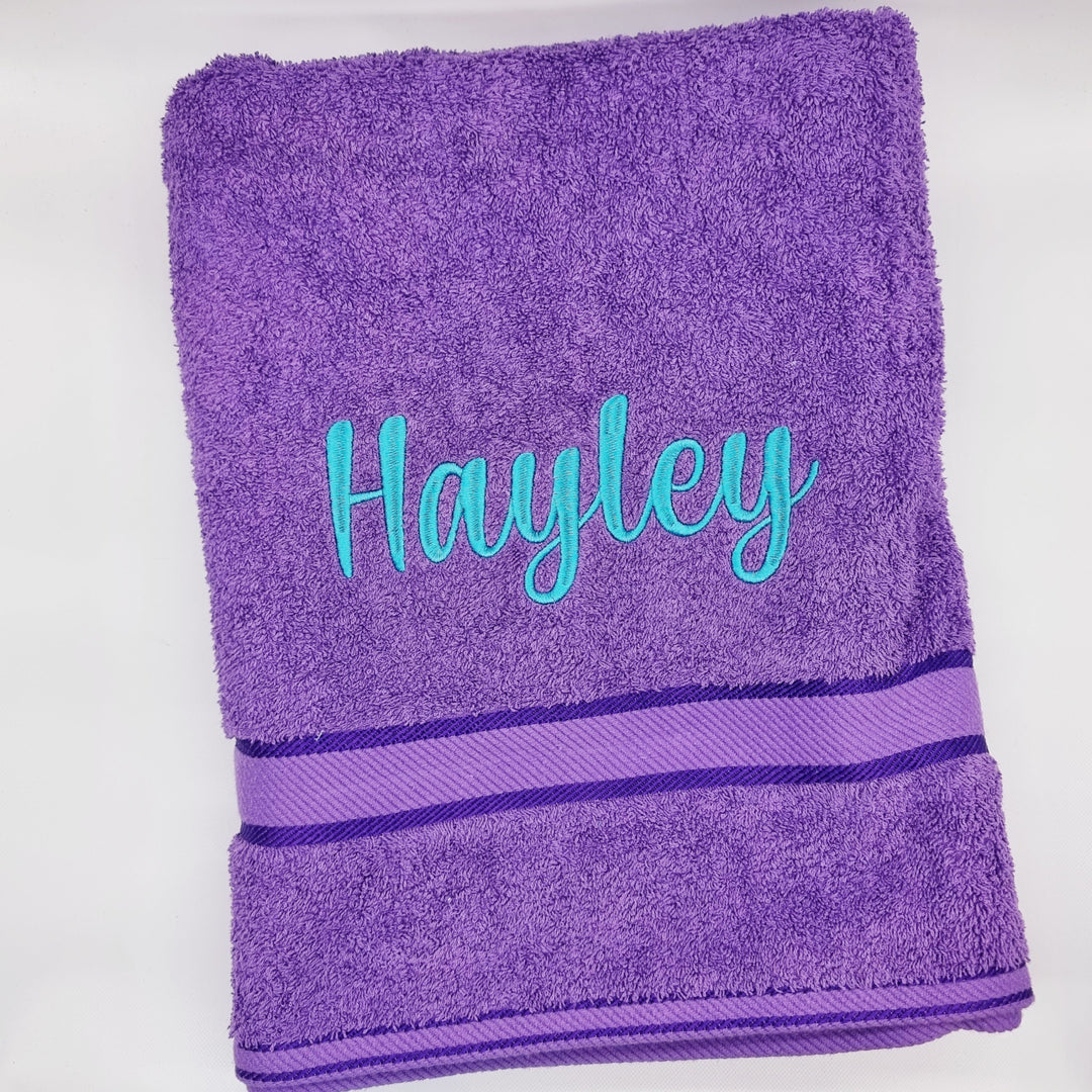 Personalised Bath Sheet Purple Towels & Washcloths