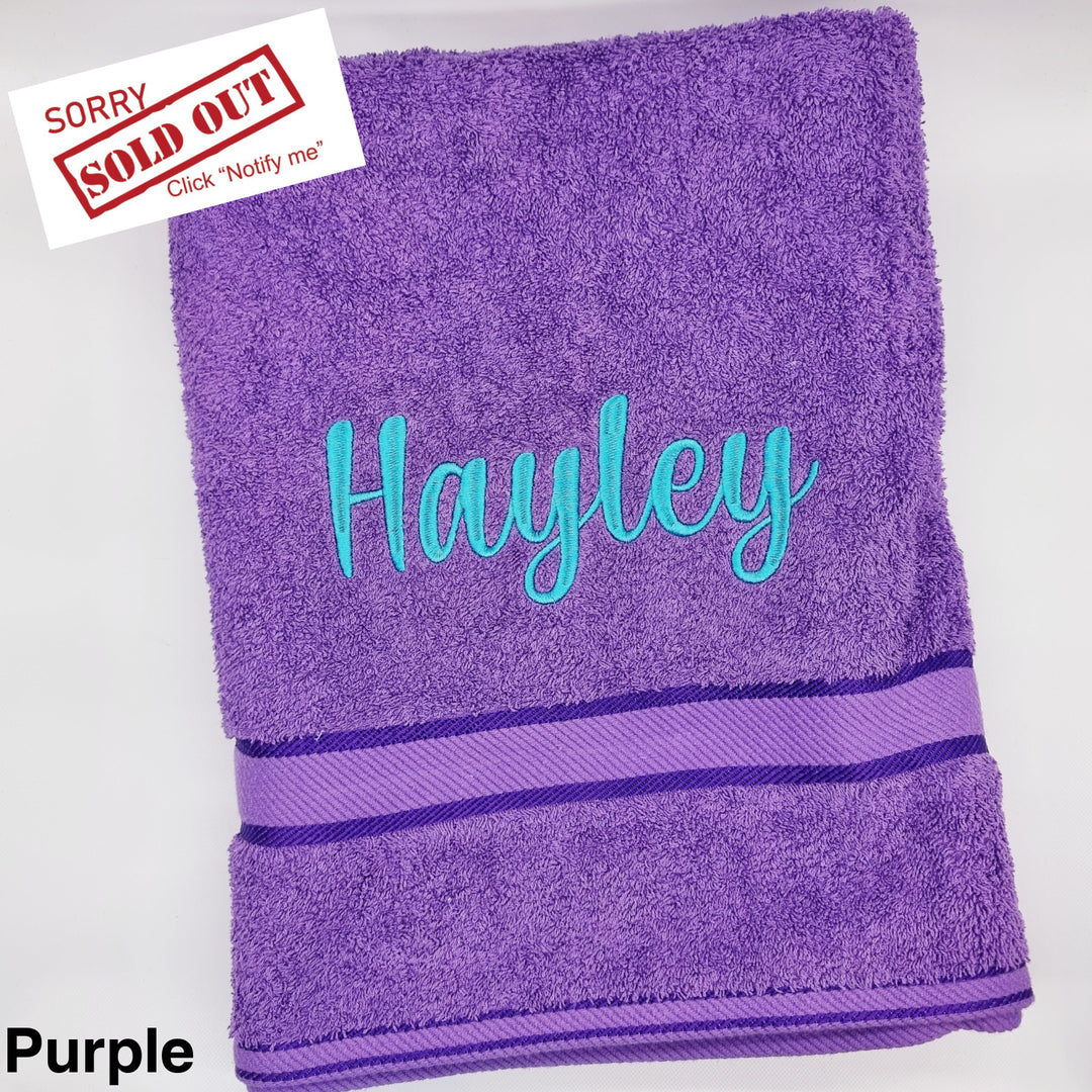 Personalised Bath Sheet Purple Towels & Washcloths