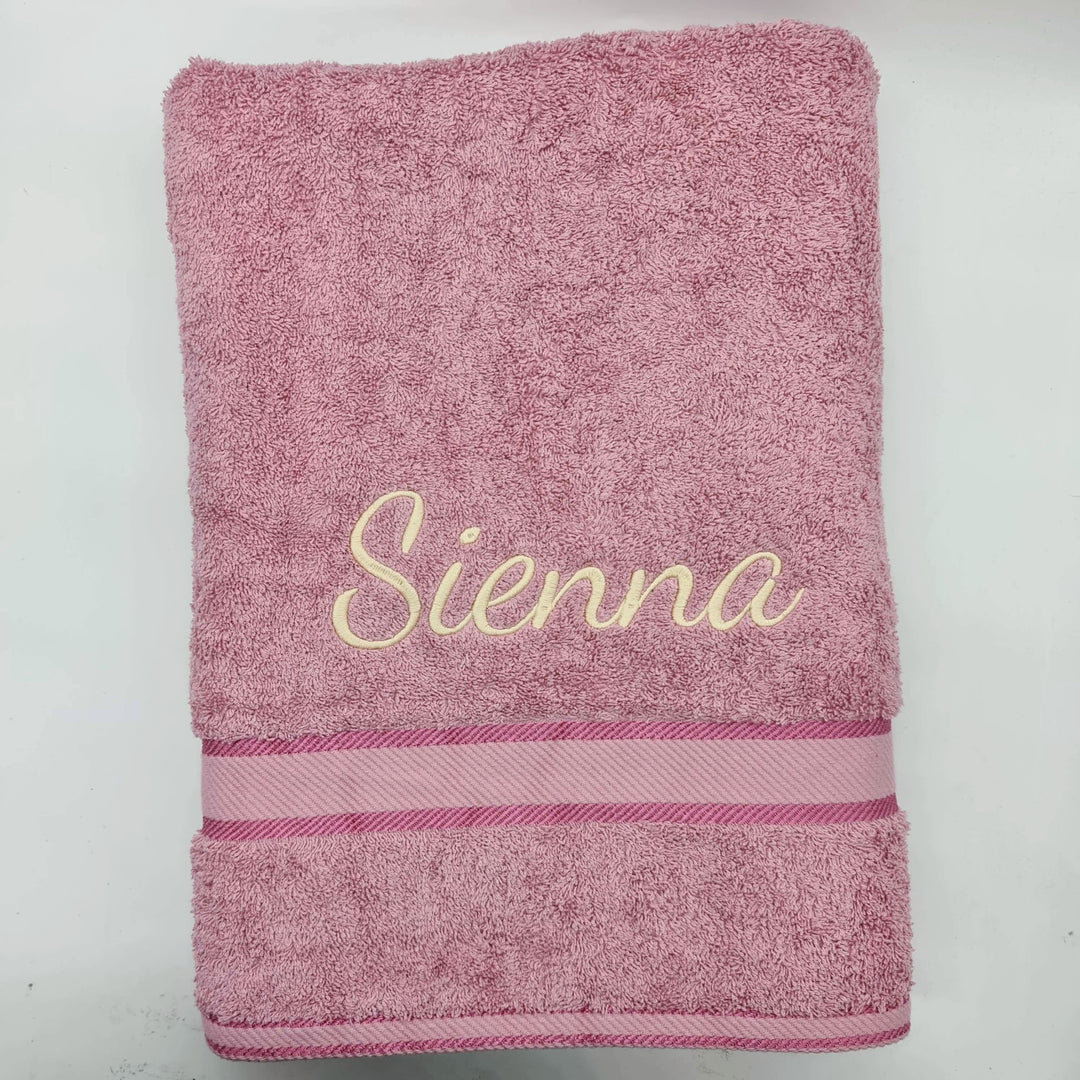 Personalised Bath Sheet Rose Pink