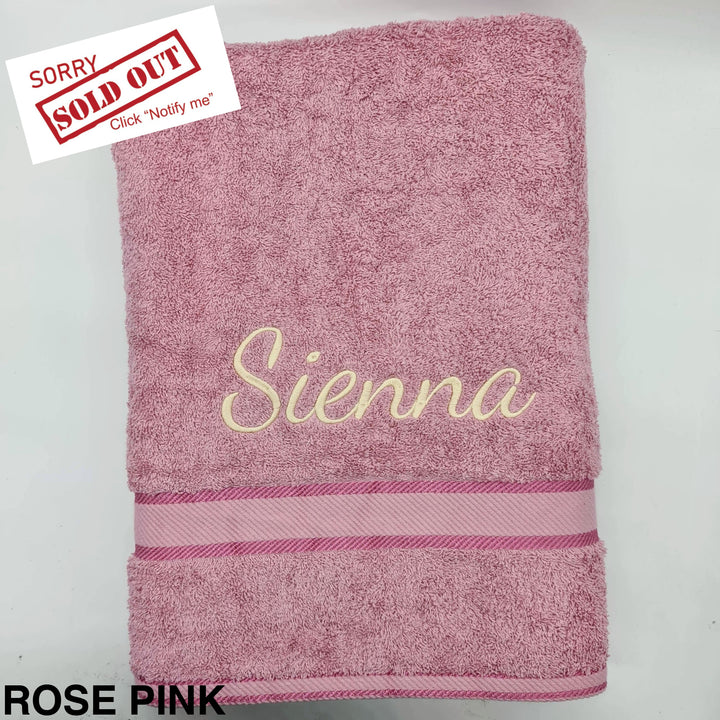 Personalised Bath Sheet Rose Pink