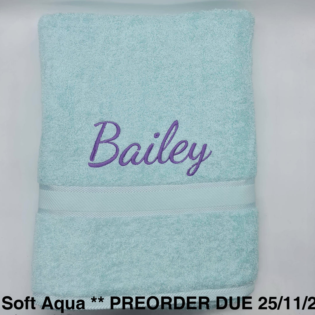 Personalised Bath Sheet Soft Aqua