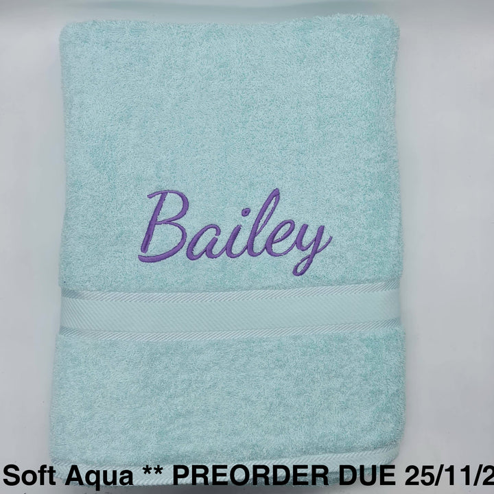 Personalised Bath Sheet Soft Aqua