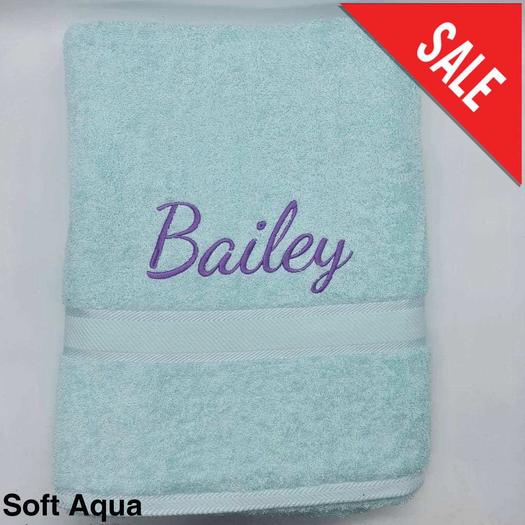 Personalised Bath Sheet Soft Aqua