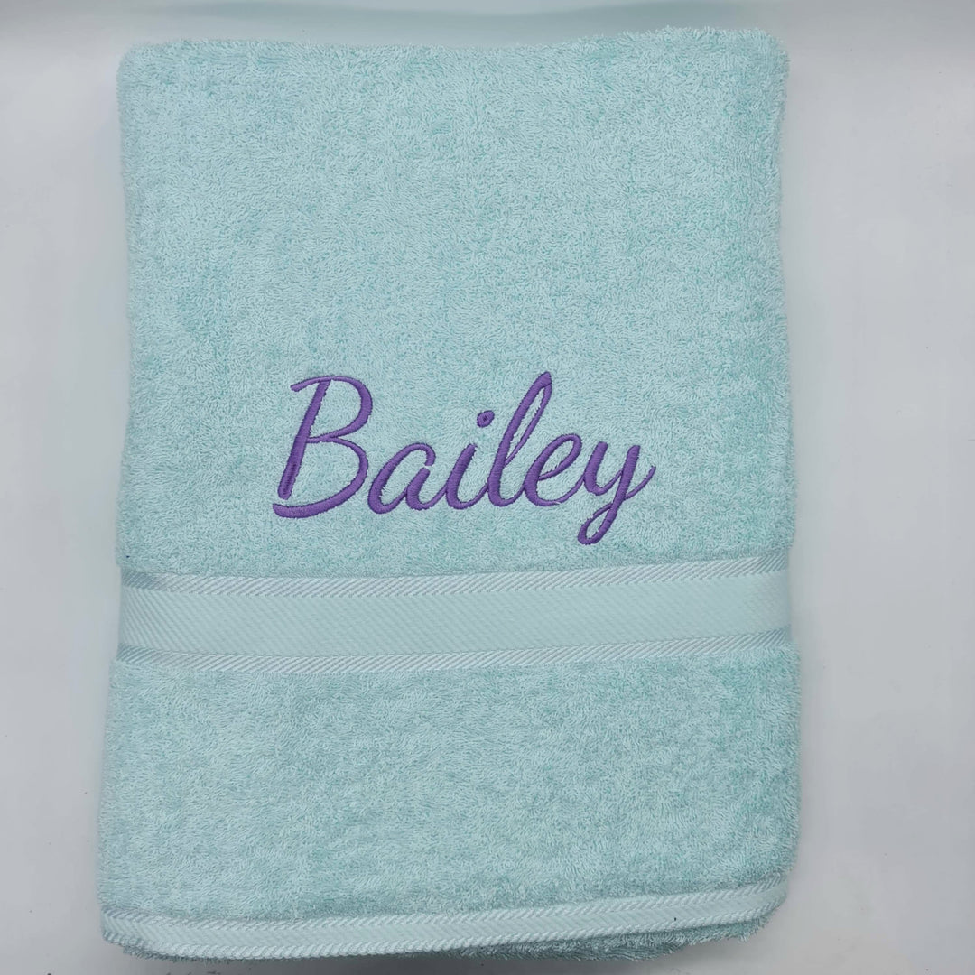 Personalised Bath Sheet Soft Aqua